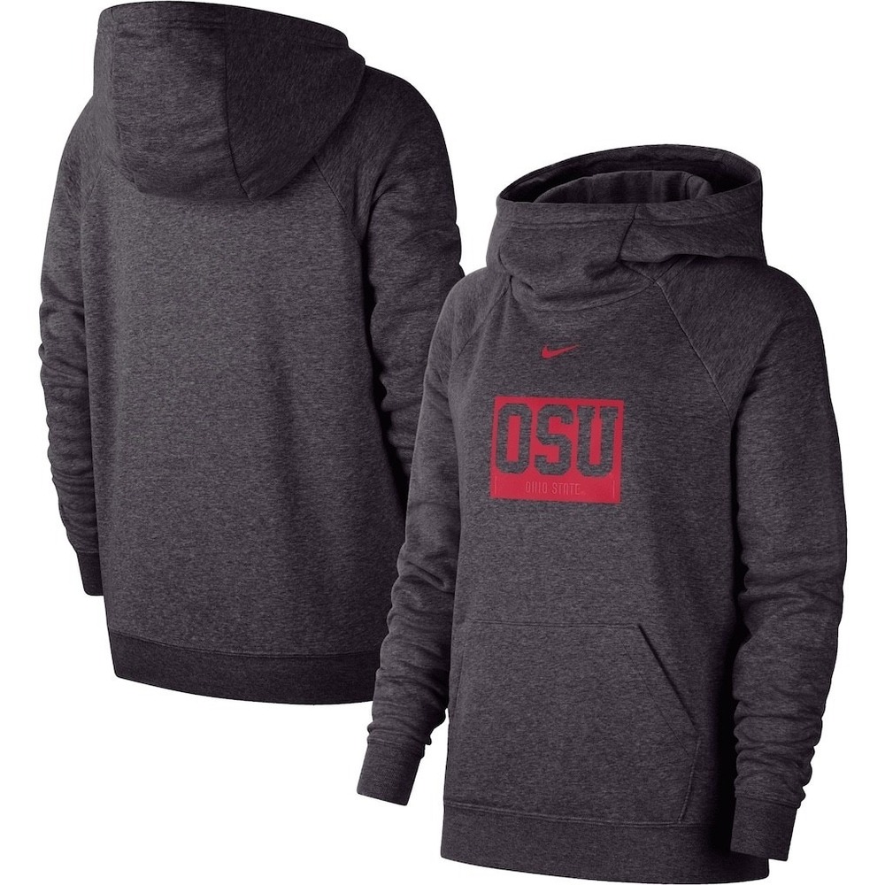 New Nike Womens OSU Ohio State Buckeyes Hooded Sweatshirt Size Small Dark Gray